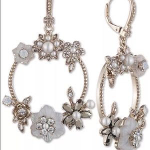 Marchesa Floral Bridal Drop Hoop Earrings